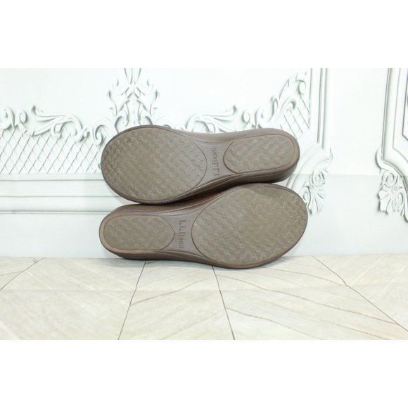 LL BEAN Brown Leather Split Toe Slip On Comfort Shoes Size 8 M - Picture 9 of 9